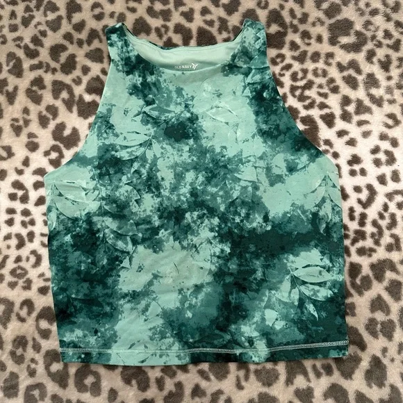 NWOT Old Navy Active PowerChill Longline Sports Bra in Teal Tie Dye Size Small - Picture 4 of 17